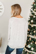 Just Go With It Long Sleeve Leopard Top- Off White & Silver
