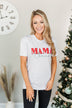 "Mama Claus" Graphic Tee- Light Heather Grey