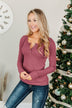 Finally Found You Button Henley Top- Berry