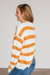 Checking You Out Striped Sweater- Ivory & Burnt Orange