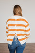 Checking You Out Striped Sweater- Ivory & Burnt Orange