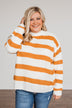 Checking You Out Striped Sweater- Ivory & Burnt Orange
