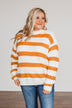 Checking You Out Striped Sweater- Ivory & Burnt Orange