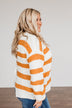 Checking You Out Striped Sweater- Ivory & Burnt Orange