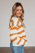 Checking You Out Striped Sweater- Ivory & Burnt Orange