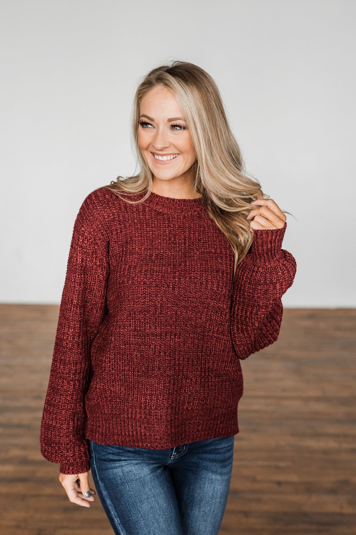 Gorgeous Girl Thick Knit Sweater- Burgundy
