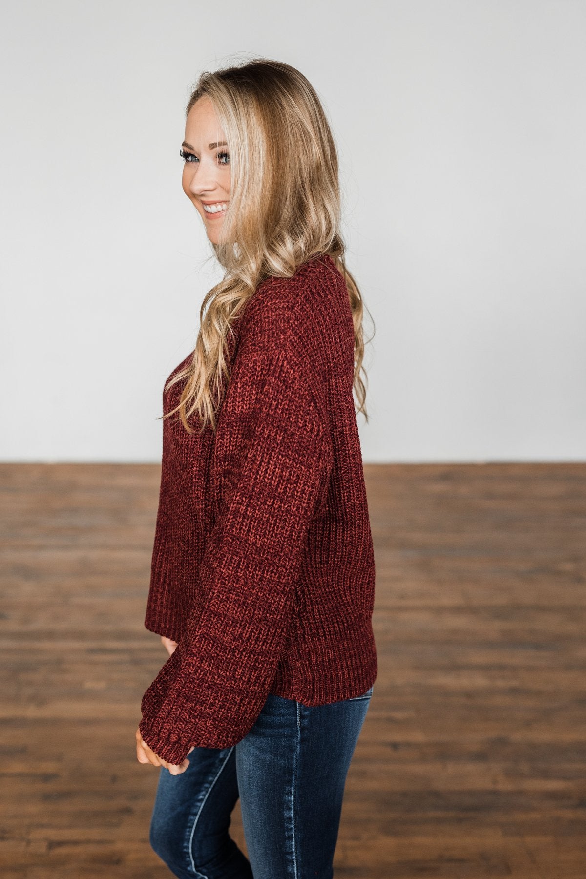 Gorgeous Girl Thick Knit Sweater- Burgundy