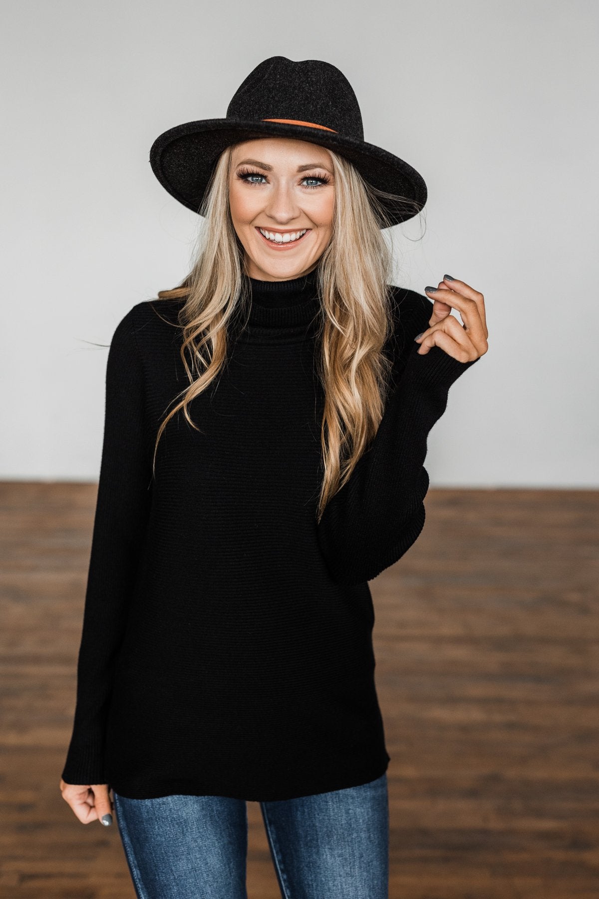 Lost Without Love Ribbed Knit Sweater- Black