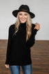 Lost Without Love Ribbed Knit Sweater- Black