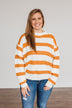 Checking You Out Striped Sweater- Ivory & Burnt Orange