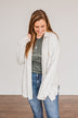 Sparkling Snow Button Pocket Top- Heathered Ivory