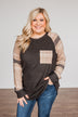 Late Nights In Plaid Pocket Top- Taupe & Charcoal