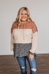 Flawless Looks Cowl Neck Top- Rust, Beige & Charcoal