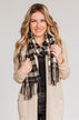 Cozy Nights Plaid Scarf- Black & Beige