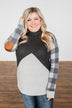 No Broken Hearts Color Block Top- Charcoal & Grey