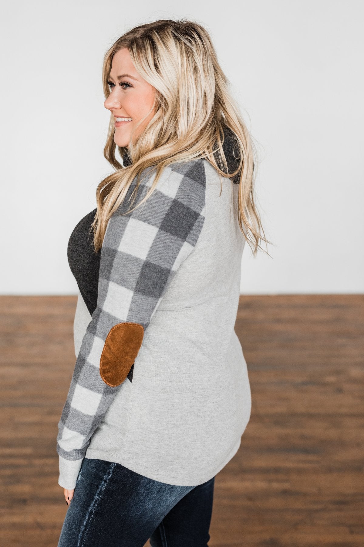 No Broken Hearts Color Block Top- Charcoal & Grey