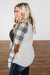 No Broken Hearts Color Block Top- Charcoal & Grey
