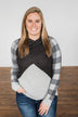 No Broken Hearts Color Block Top- Charcoal & Grey