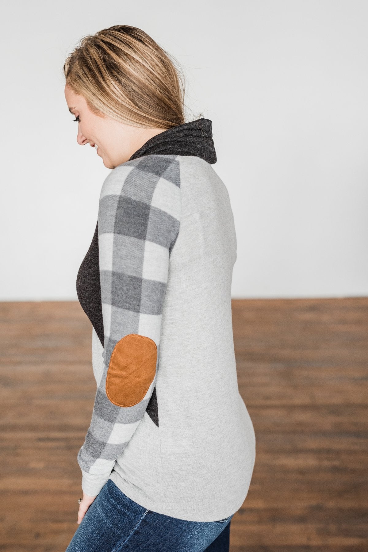 No Broken Hearts Color Block Top- Charcoal & Grey