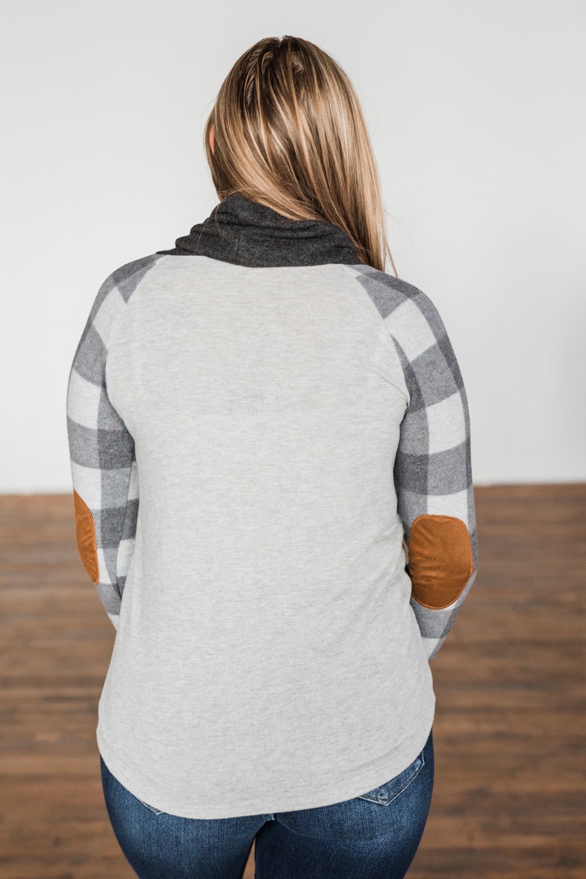 No Broken Hearts Color Block Top- Charcoal & Grey
