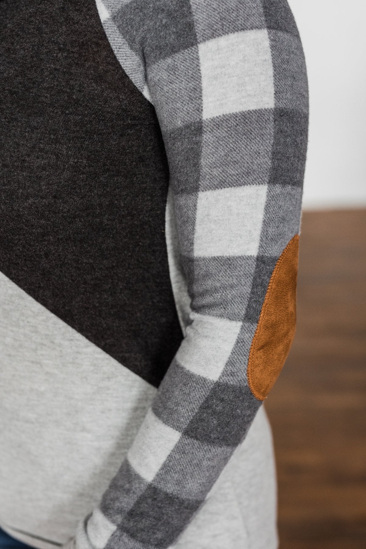 No Broken Hearts Color Block Top- Charcoal & Grey