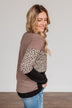 Looking Alive Long Sleeve Top- Mocha & Black