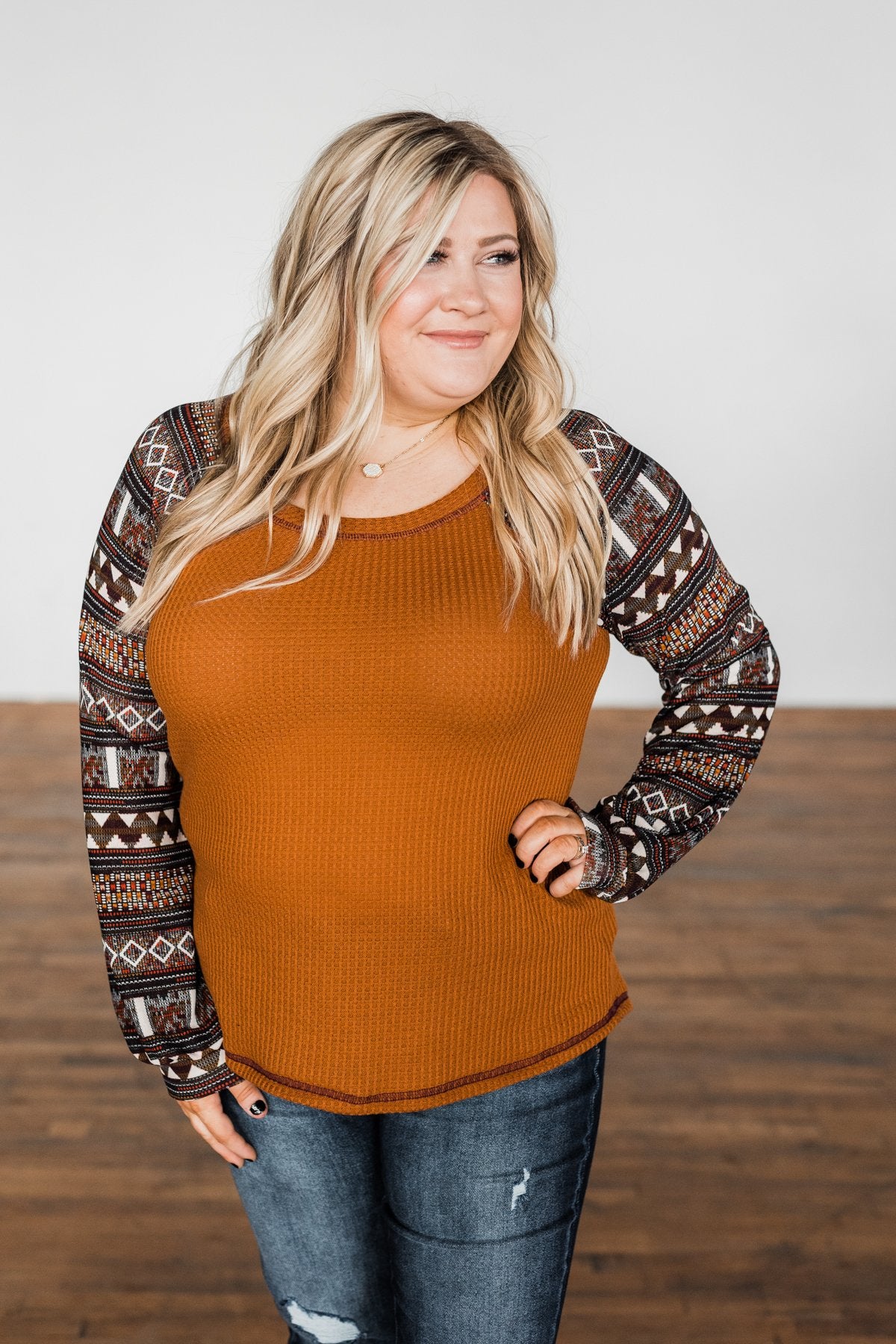 Ready For Some Fun Long Sleeve Top- Dark Camel