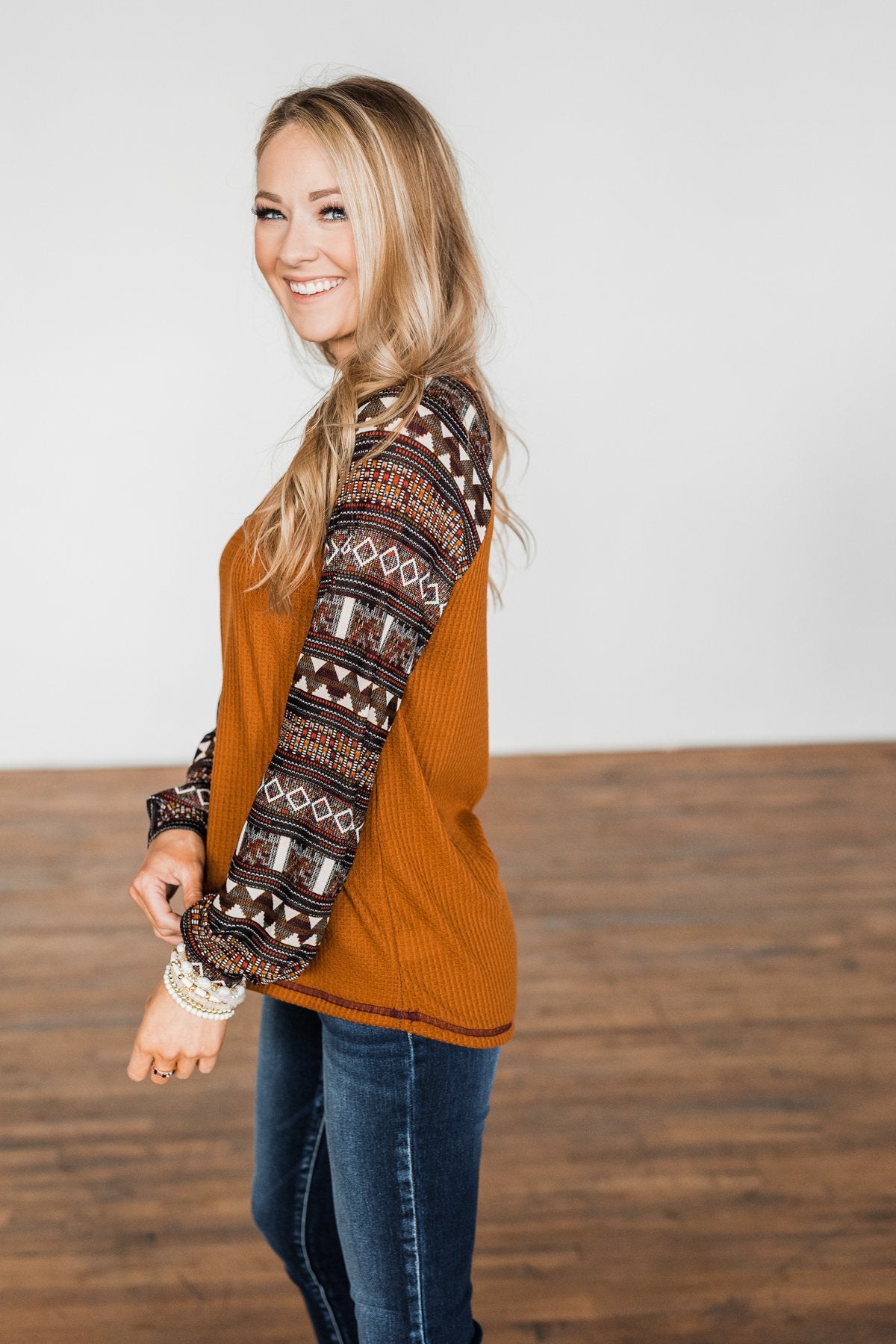 Ready For Some Fun Long Sleeve Top- Dark Camel