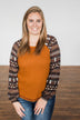 Ready For Some Fun Long Sleeve Top- Dark Camel