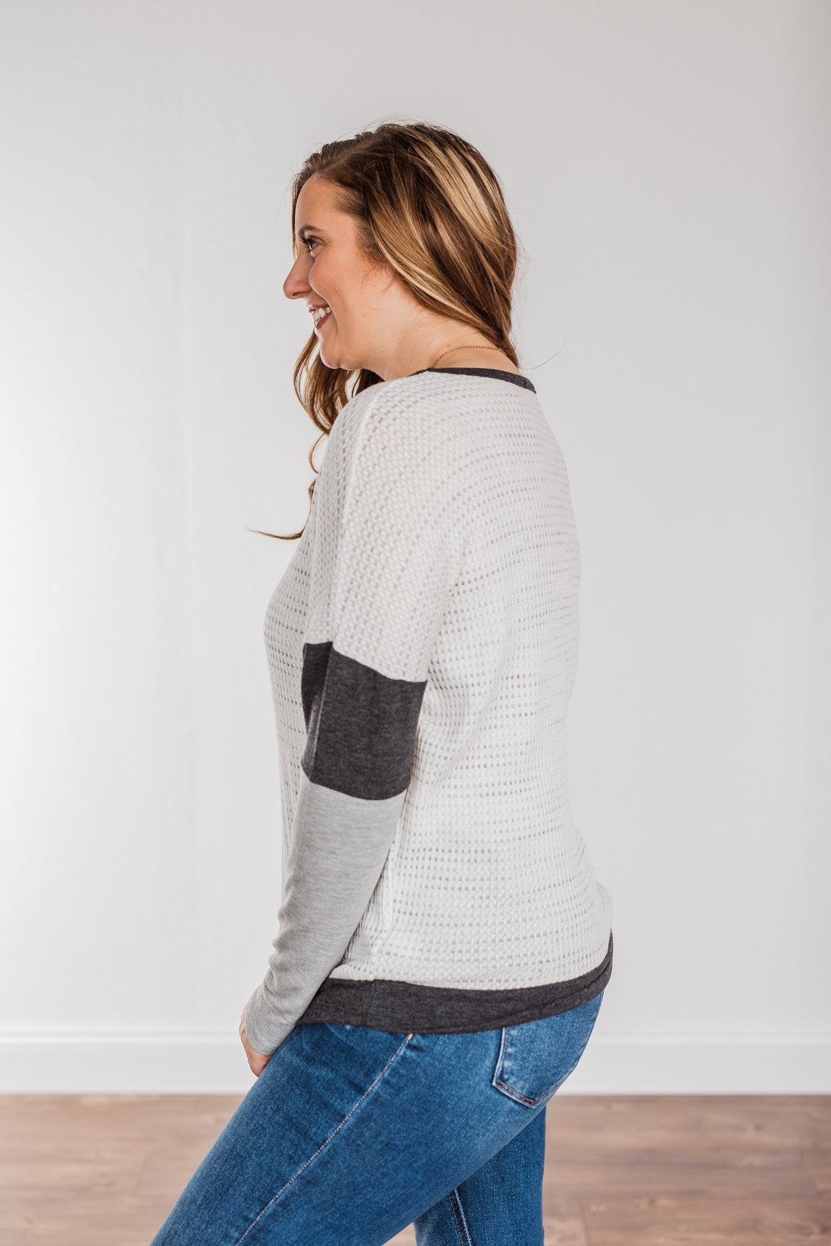 Be Merry Long Sleeve Top- Ivory & Charcoal