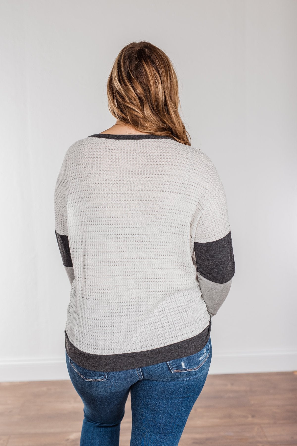 Be Merry Long Sleeve Top- Ivory & Charcoal