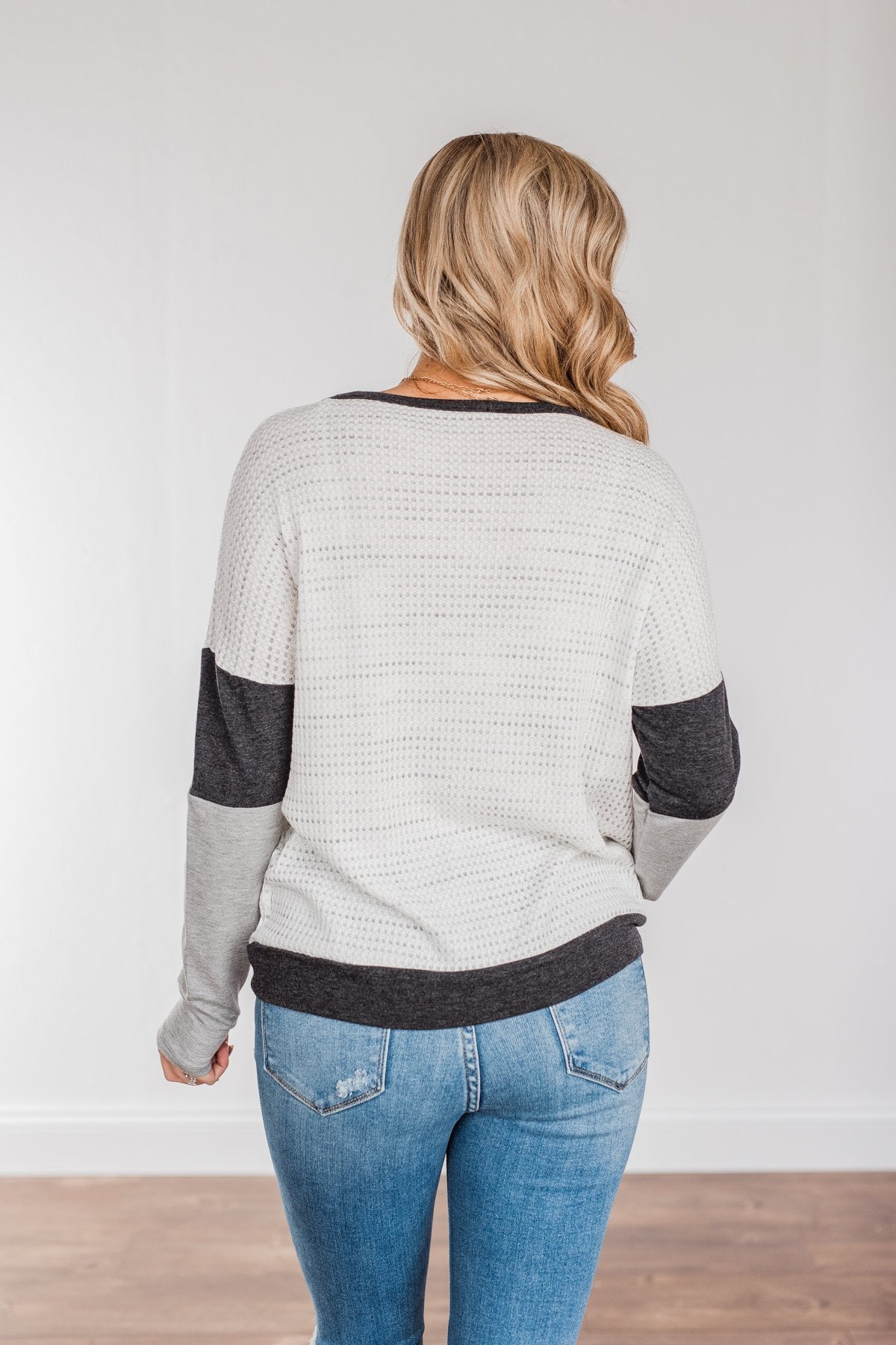Be Merry Long Sleeve Top- Ivory & Charcoal