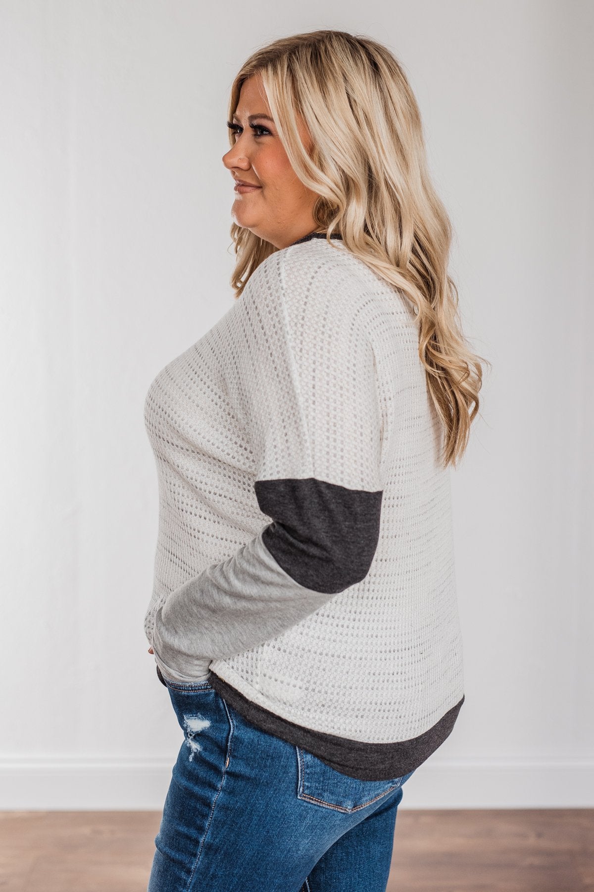 Be Merry Long Sleeve Top- Ivory & Charcoal