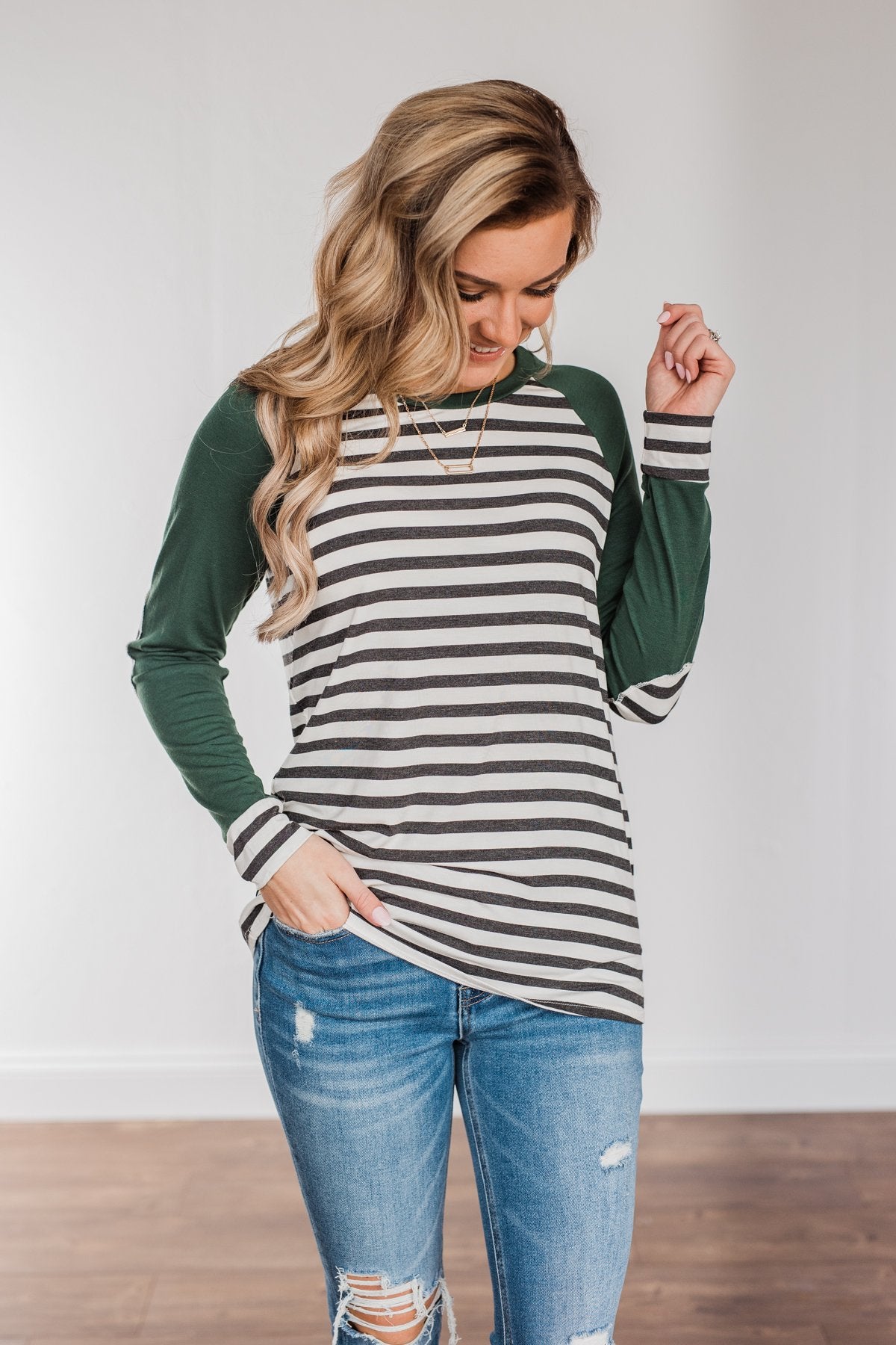 True To Your Heart Long Sleeve Top- Dark Emerald