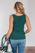 Uplifting Spirits Button Henley Tank Top- Wintergreen
