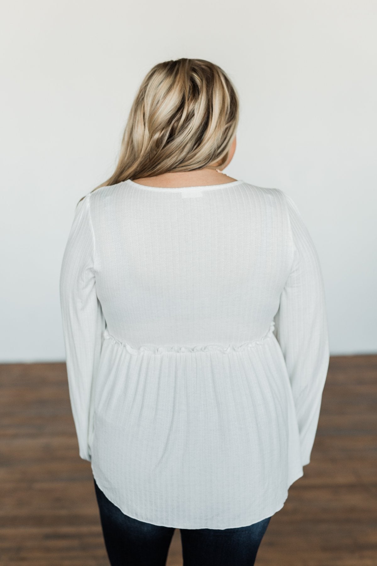 Buttoned Up Beauty Knit Babydoll Top- Off White