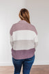 Cozy Looks Color Block Sweater- Purples, Ivory, & Grey