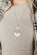 Charming Long Circle Pendant Gold Necklace- Cream