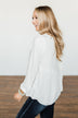 Buttoned Up Beauty Knit Babydoll Top- Off White