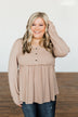Buttoned Up Beauty Knit Babydoll Top- Natural