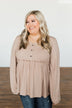 Buttoned Up Beauty Knit Babydoll Top- Natural