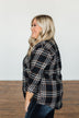 Made Up My Mind Plaid Button Top- Navy & Camel