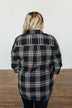 Made Up My Mind Plaid Button Top- Navy & Camel