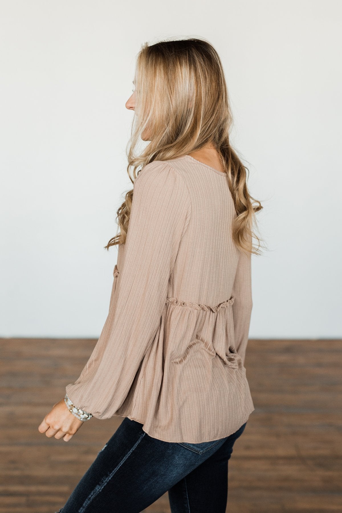 Buttoned Up Beauty Knit Babydoll Top- Natural