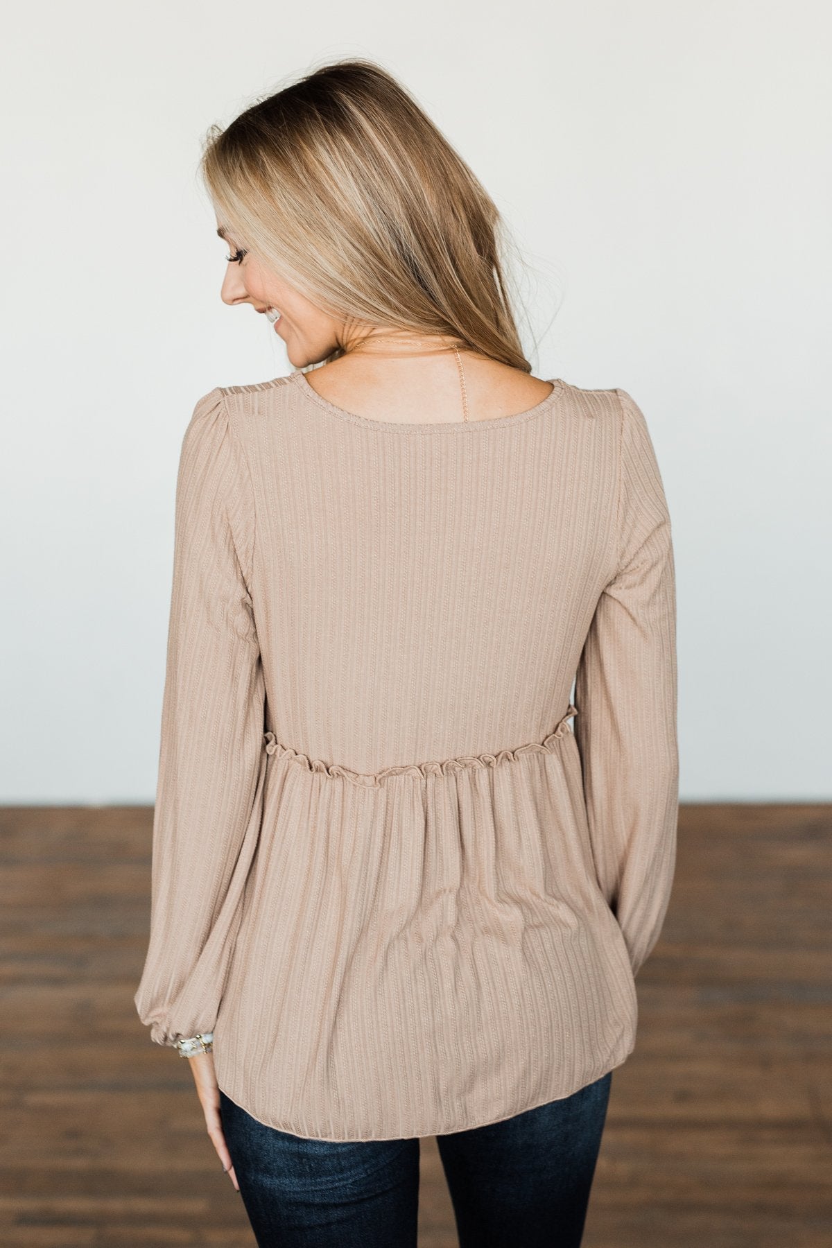 Buttoned Up Beauty Knit Babydoll Top- Natural
