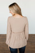 Buttoned Up Beauty Knit Babydoll Top- Natural