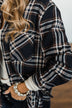 Made Up My Mind Plaid Button Top- Navy & Camel