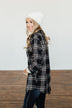 Made Up My Mind Plaid Button Top- Navy & Camel