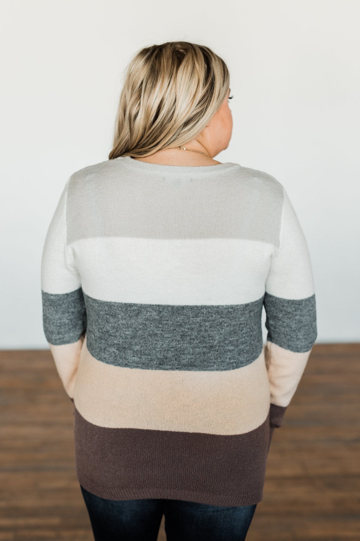 Brings Back Memories Color Block Sweater- Grey, Ivory, Dark Taupe