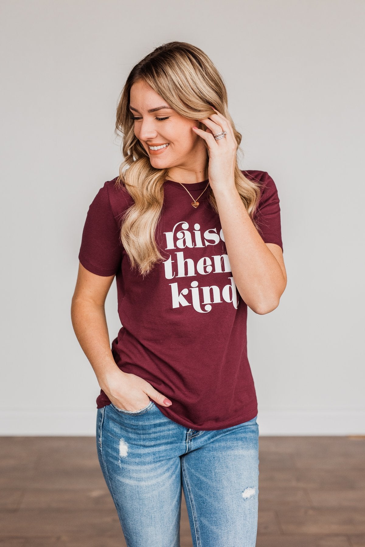 "Raise Them Kind" Graphic Tee- Maroon